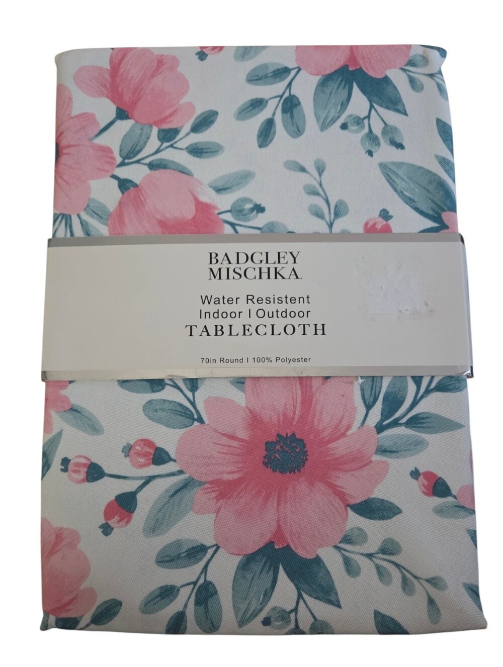 Badgley Mischka - NEW Indoor/outdoor Floral Water Resistant 70" Round Tablecloth